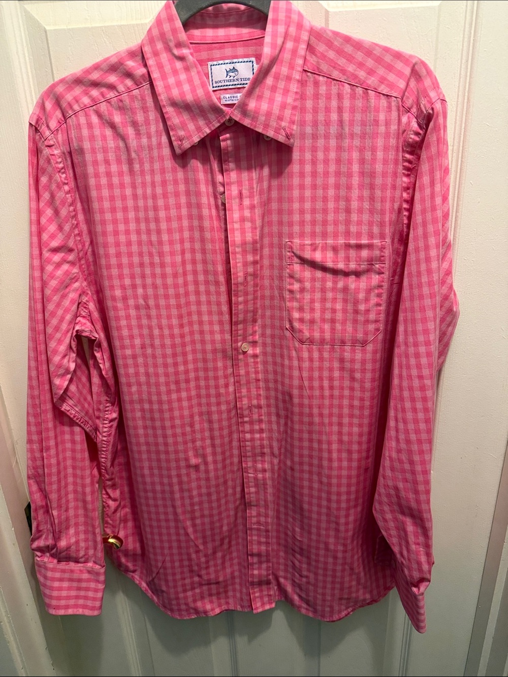 Southern Tide Pink Gingham Long-Sleeve Dress Shirt